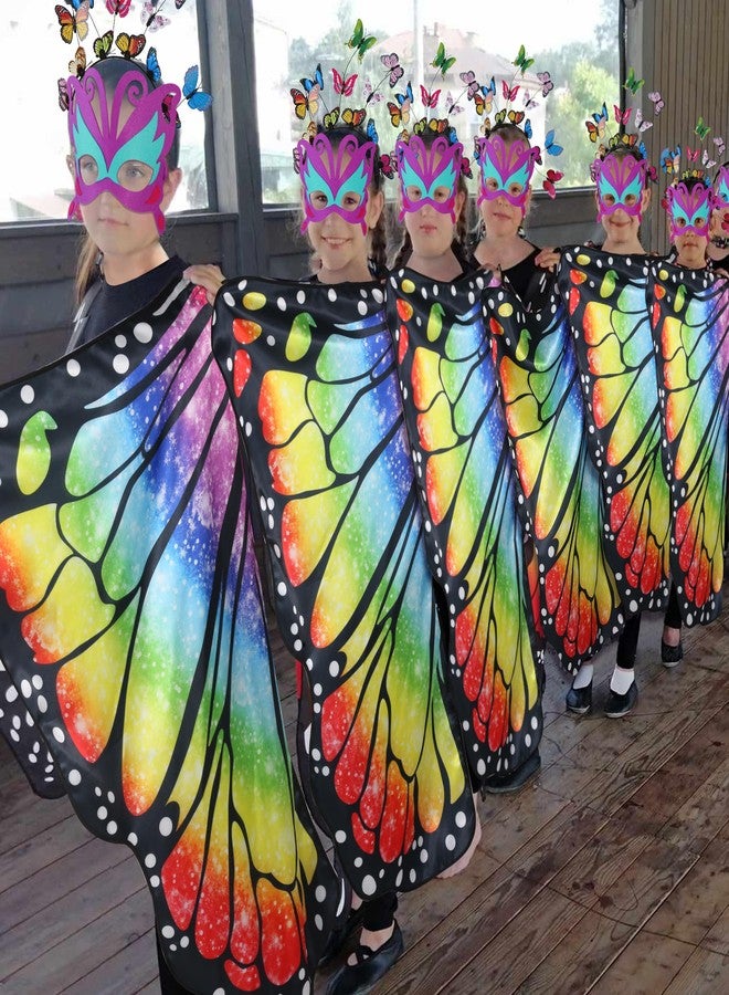 D.Q.Z Double-Sided Fairy Butterfly-Wings Costume for Girls Kids Dress-Up Halloween Costumes Mask Headband as Gifts (Rainbow) - Image 4